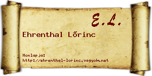 Ehrenthal Lőrinc névjegykártya
